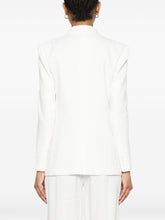 Elisabetta Franchi Double-Breasted Linen-Blend Blazer Ivory