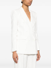 Elisabetta Franchi Double-Breasted Linen-Blend Blazer Ivory