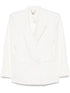Elisabetta Franchi Double-Breasted Linen-Blend Blazer Ivory