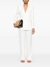 Elisabetta Franchi Double-Breasted Linen-Blend Blazer Ivory