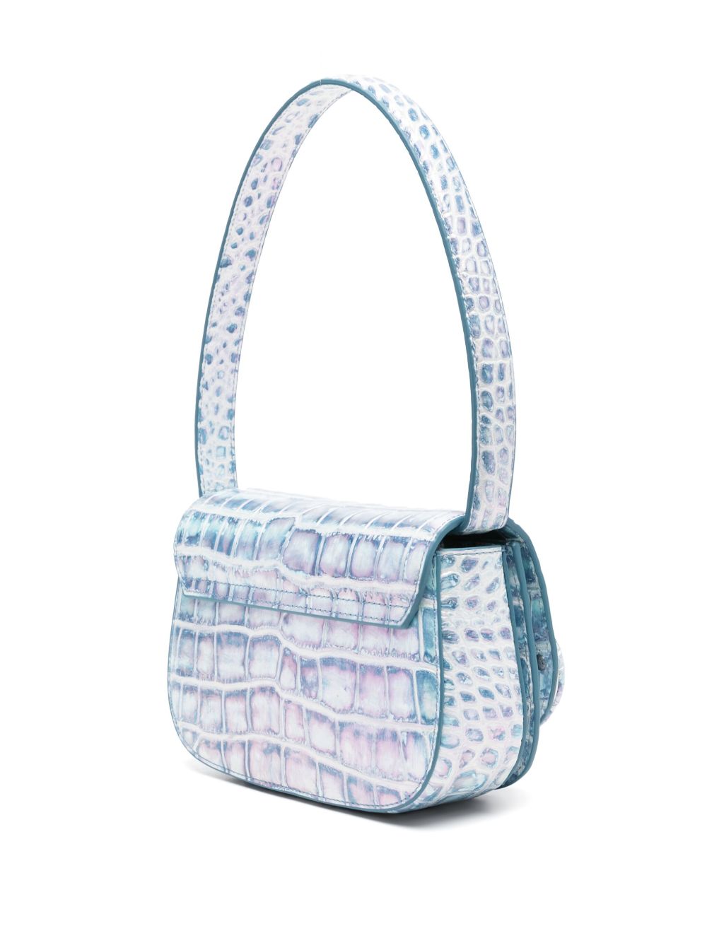 Diesel 1DR Foldover Leather Shoulder Bag Clear Blue
