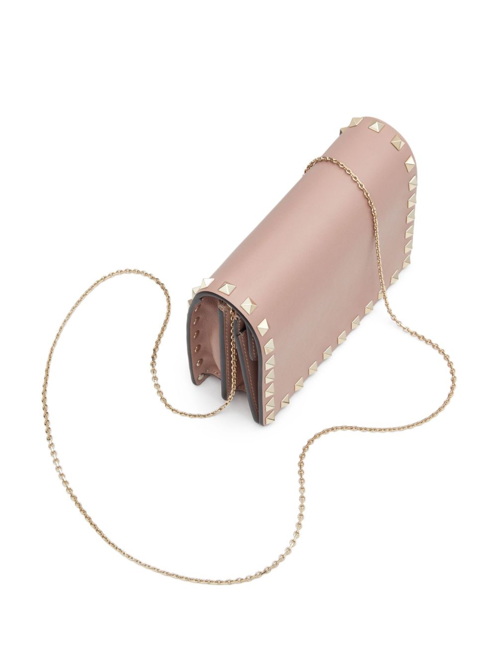 Valentino Garavani Rockstud Mini Calf Leather Clutch Bag Powder Pink