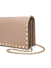 Valentino Garavani Rockstud Mini Calf Leather Clutch Bag Powder Pink