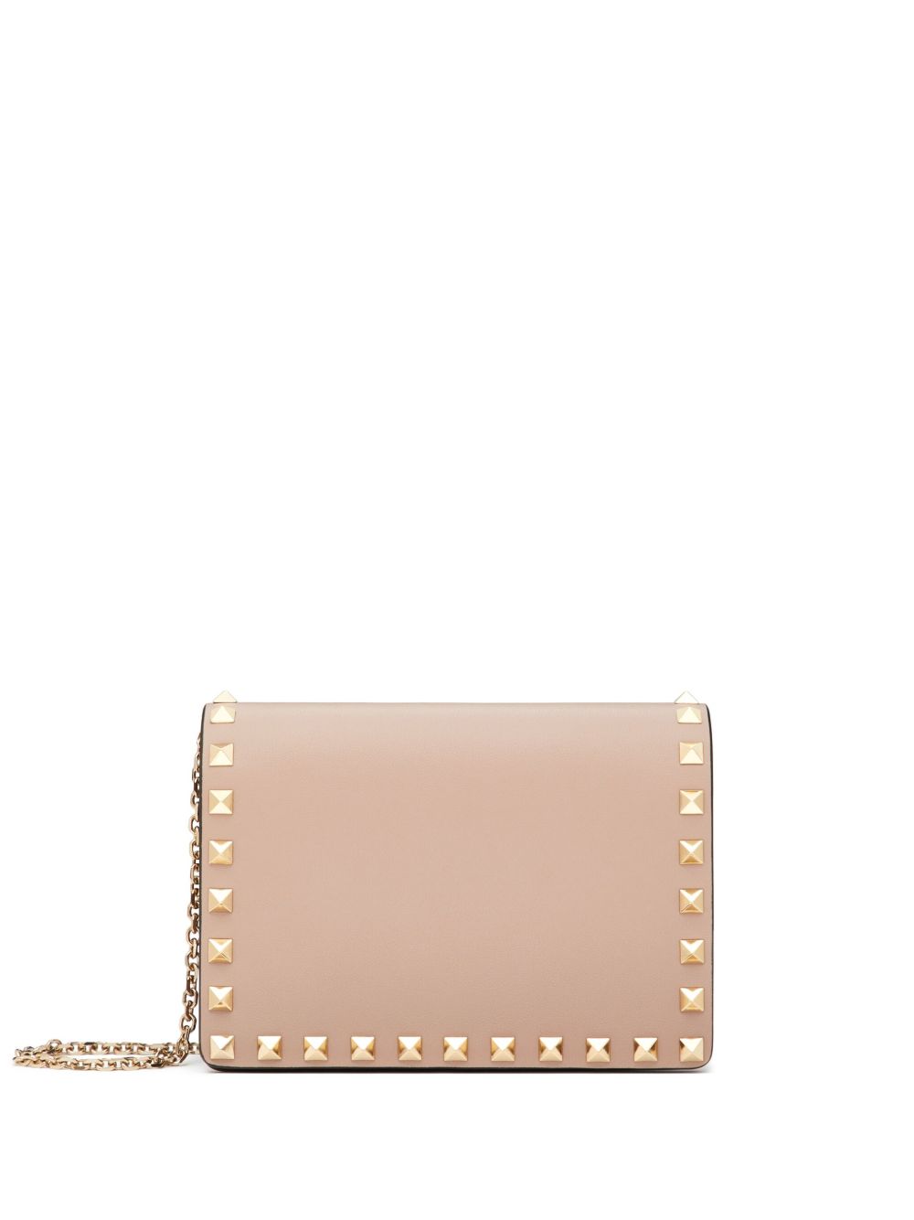 Valentino Garavani Rockstud Mini Calf Leather Clutch Bag Powder Pink