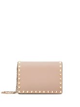 Valentino Garavani Rockstud Mini Calf Leather Clutch Bag Powder Pink