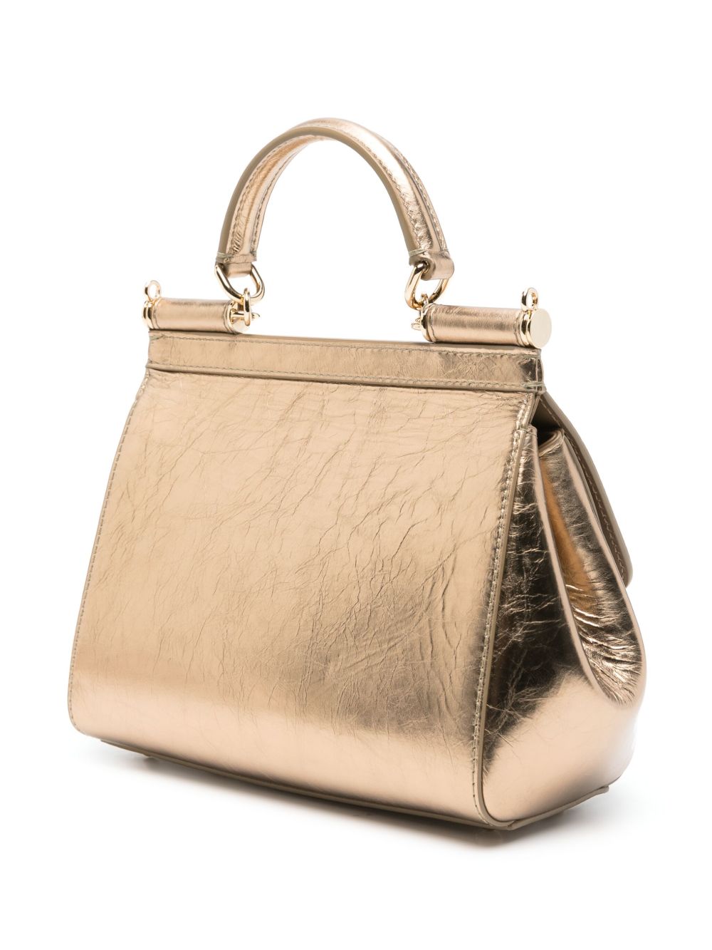 Dolce &amp; Gabbana Sicily medium bag in craquelé leather Golden