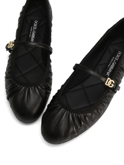 Dolce &amp; Gabbana Nappa Leather Ballet Flats Black