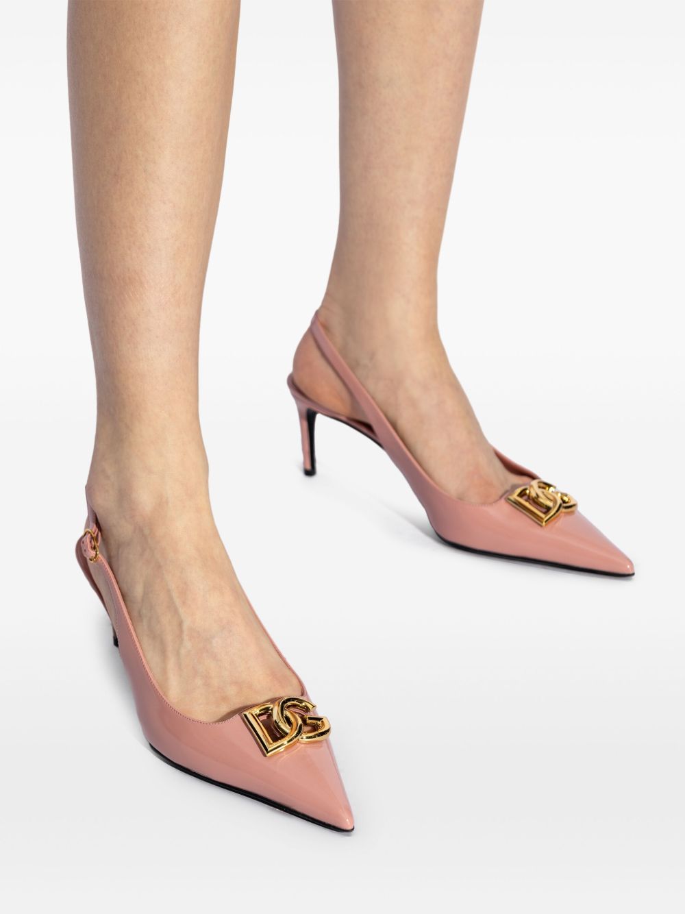 Dolce &amp; Gabbana Polished calfskin slingback Pink