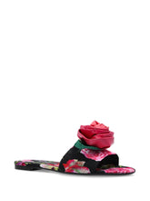 Dolce & Gabbana Printed brocade sliders Black