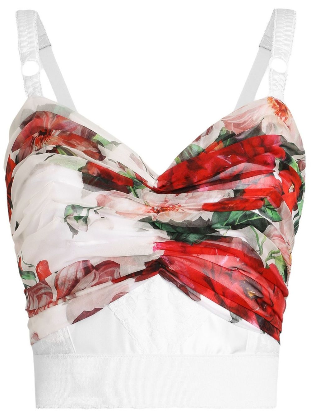 Dolce &amp; Gabbana Chiffon Rose Print Bustier Top 