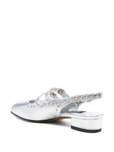 Carel Paris Flat Slingback Leather Ballet Flats with Studded Trim Silver