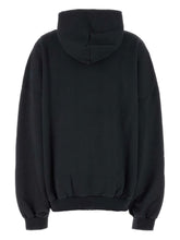 Balenciaga Printed Cotton Hooded Sweatshirt Black