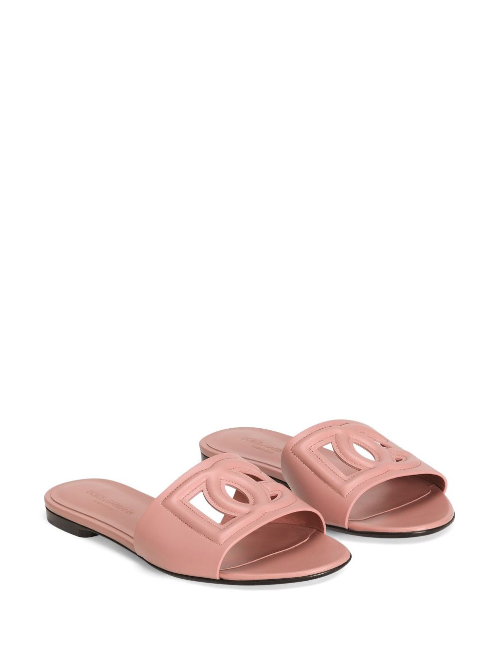 Dolce &amp; Gabbana DG Logo Leather slides Pink