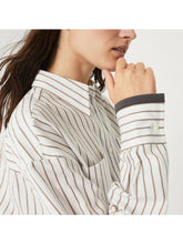 Brunello Cucinelli Striped Cotton Twill Shirt White