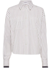 Brunello Cucinelli Striped Cotton Twill Shirt White