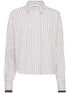 Brunello Cucinelli Striped Cotton Twill Shirt White