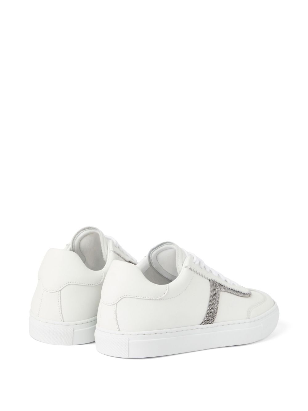 Brunello Cucinelli Monili Chain-Embellished Leather Sneakers White White