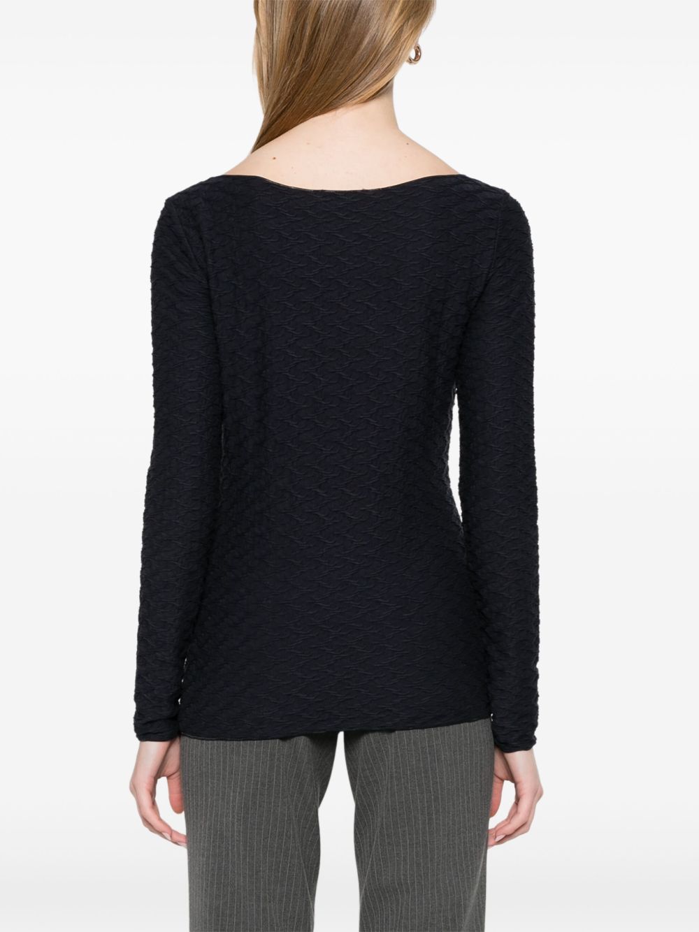 Emporio Armani Jacquard Boat-Neck Sweaters Blue