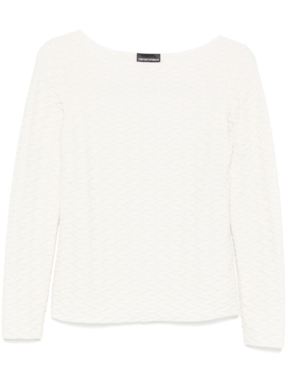 Emporio Armani Jacquard Boat-Neck Sweaters White