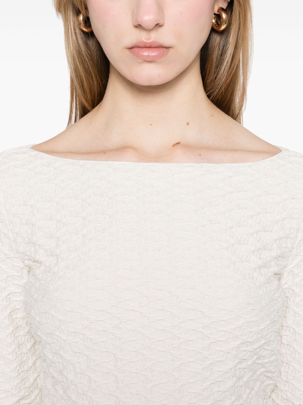 Emporio Armani Jacquard Boat-Neck Sweaters White