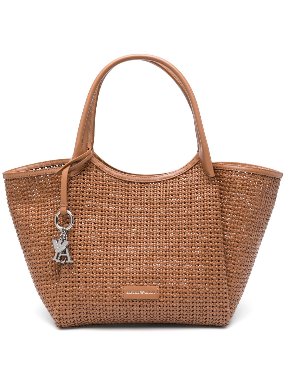 Emporio Armani Braided Tote Bag with logo jewel