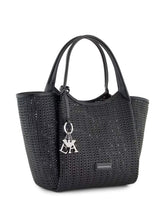 Emporio Armani Braided Tote Bag with logo jewel Black