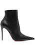 Christian Louboutin So Kate 100mm Black Leather Stiletto Ankle Boots Black