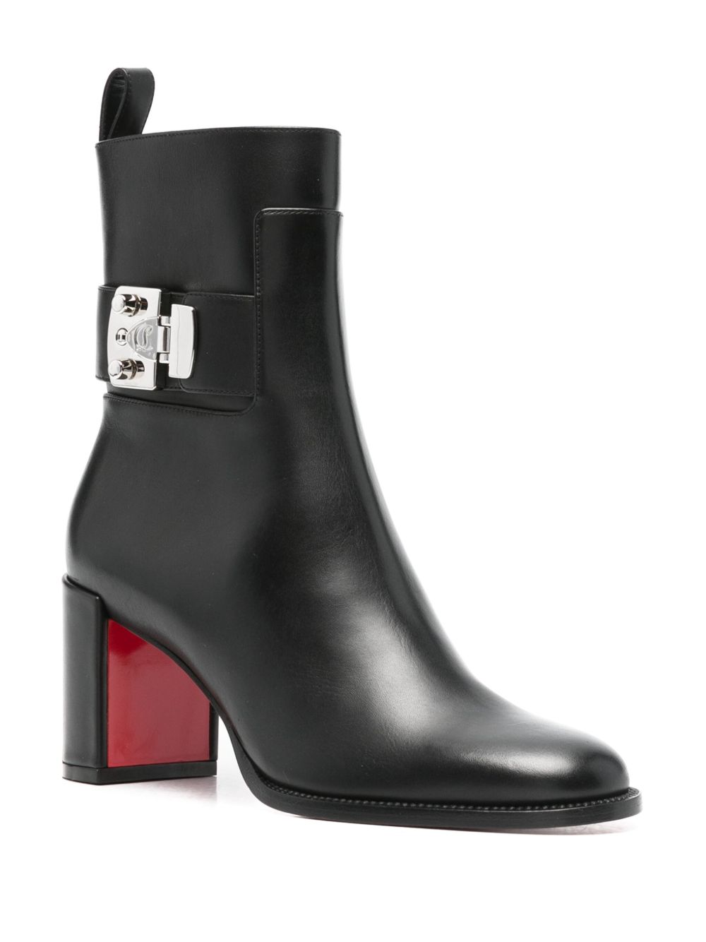 Christian Louboutin Booty Lock 70mm Calf Leather Ankle Boots Black
