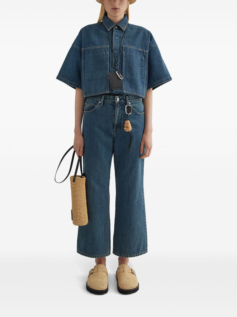 Jil Sander Plus Denim Cotton Cropped Shirt Blue