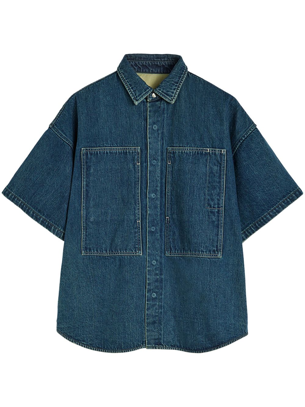 Jil Sander Plus Denim Cotton Cropped Shirt Blue