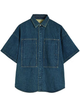 Jil Sander Plus Denim Cotton Cropped Shirt Blue