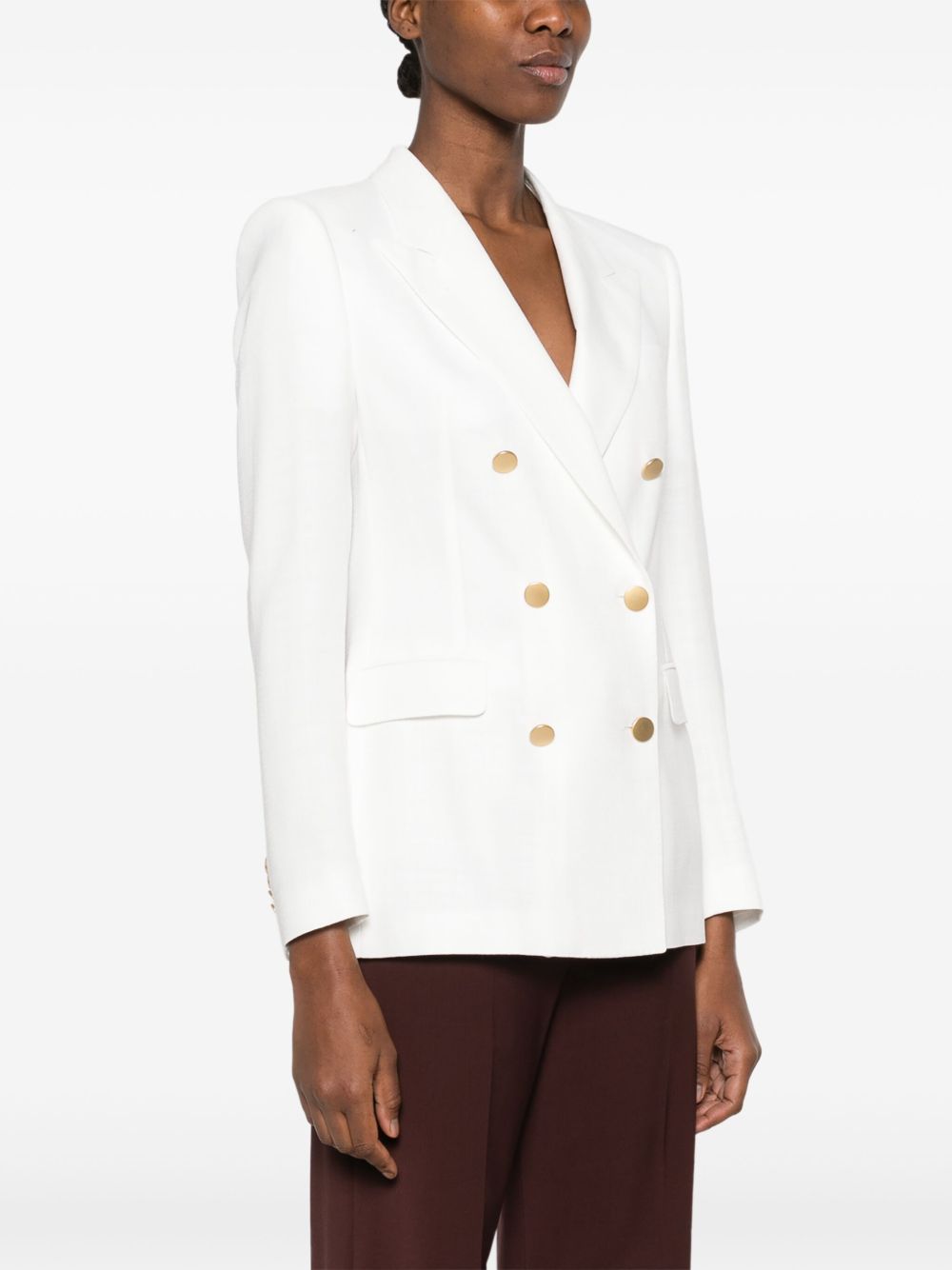 Tagliatore Double-Breasted White Viscose-Blend Jacket White