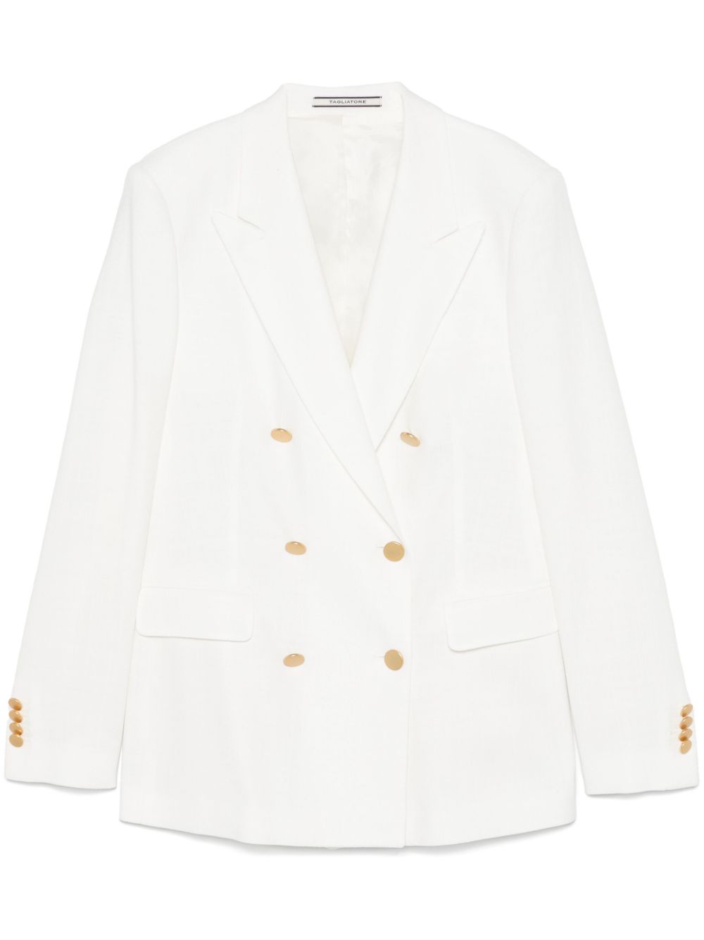 Tagliatore Double-Breasted White Viscose-Blend Jacket White