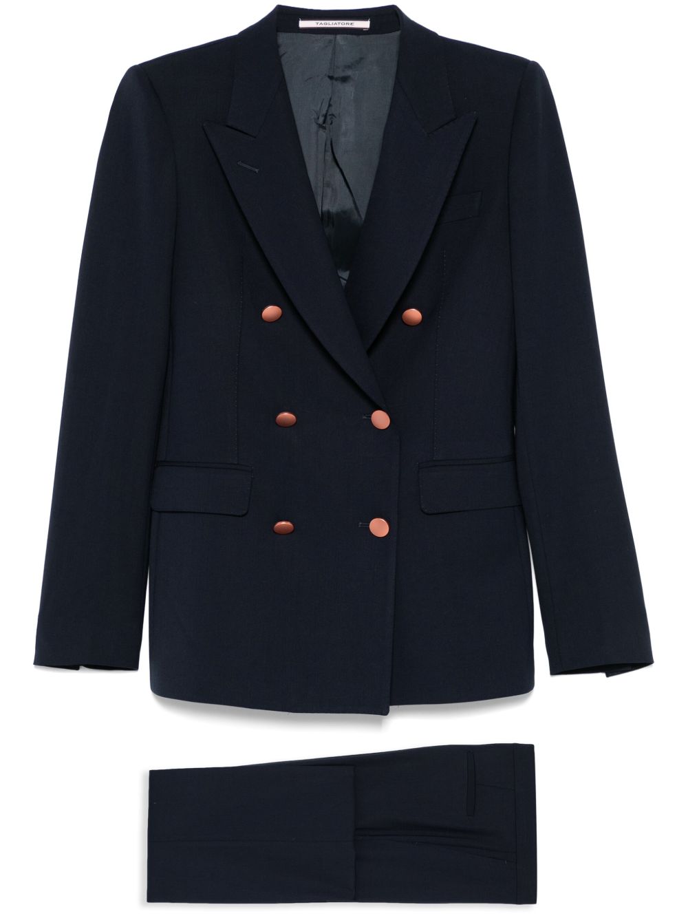 Tagliatore Double-Breasted Navy Wool-Blend Dress Blue
