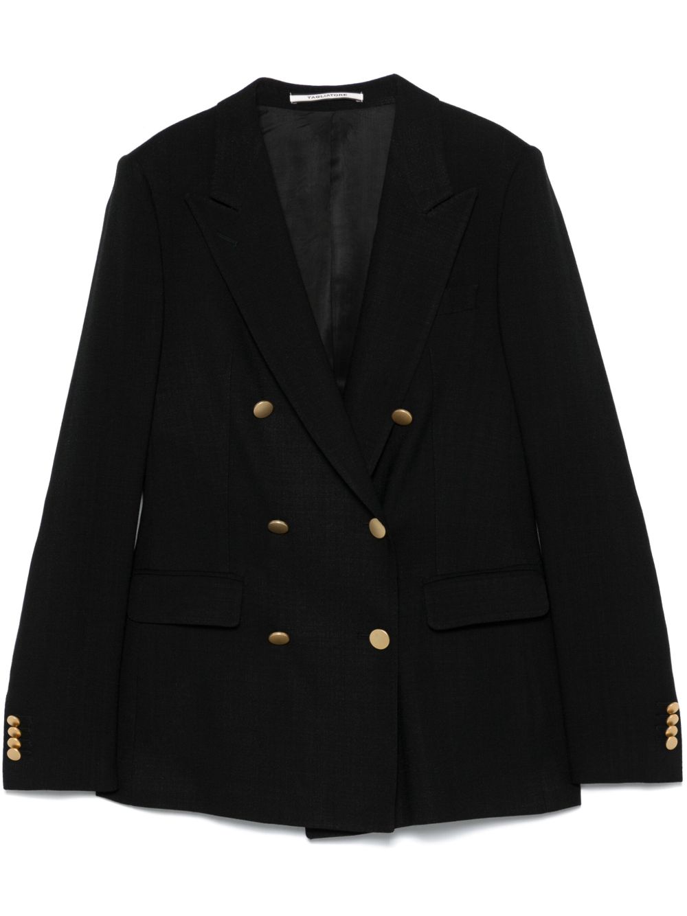Tagliatore Double-Breasted Black Jacket with Flap Pockets Black