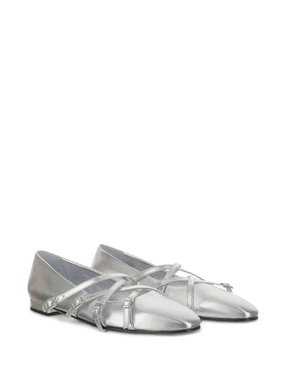 Carel Paris Eloise Silver-Tone Leather Ballet Flats Silver
