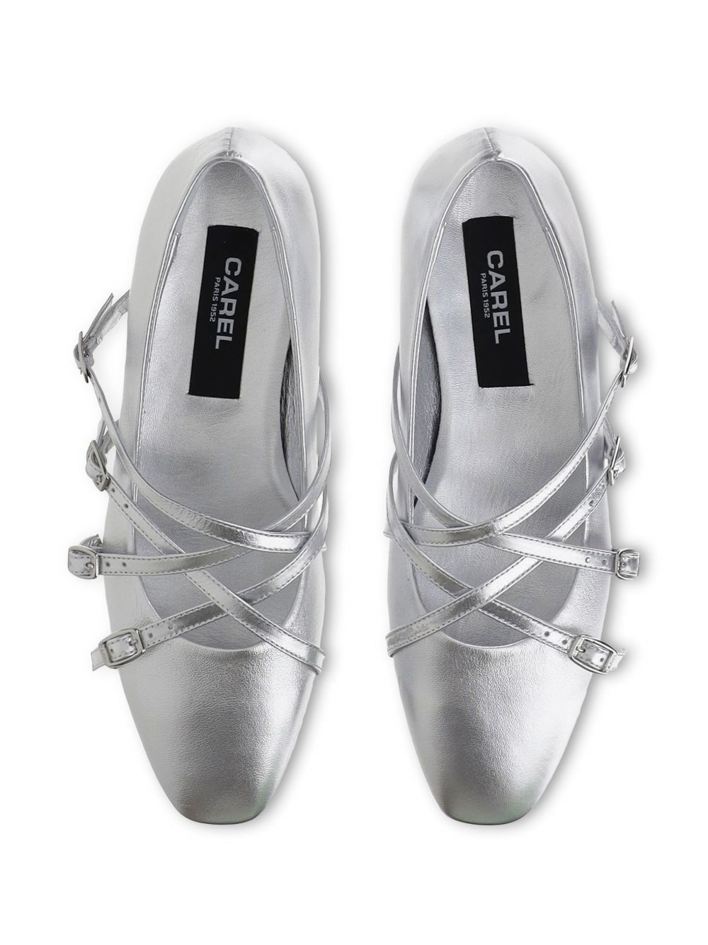 Carel Paris Eloise Silver-Tone Leather Ballet Flats Silver