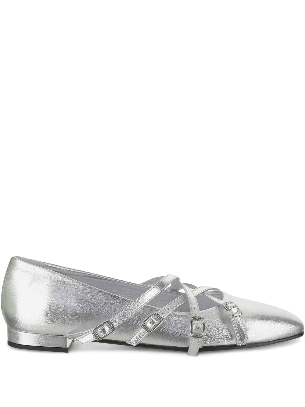 Carel Paris Eloise Silver-Tone Leather Ballet Flats Silver