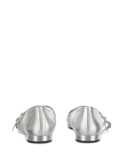 Carel Paris Eloise Silver-Tone Leather Ballet Flats Silver