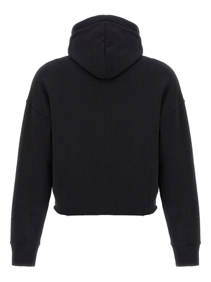 Givenchy Logo Cotton Cropped Hoodie Black