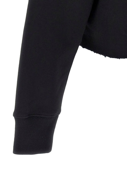 Givenchy Logo Cotton Cropped Hoodie Black