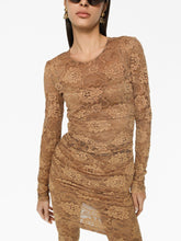 Dolce & Gabbana Lace Floral Stretch Short Dress Beige beige