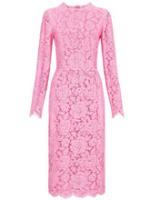 Dolce & Gabbana Floral Lace Mid-Length Sheath Dress Pink