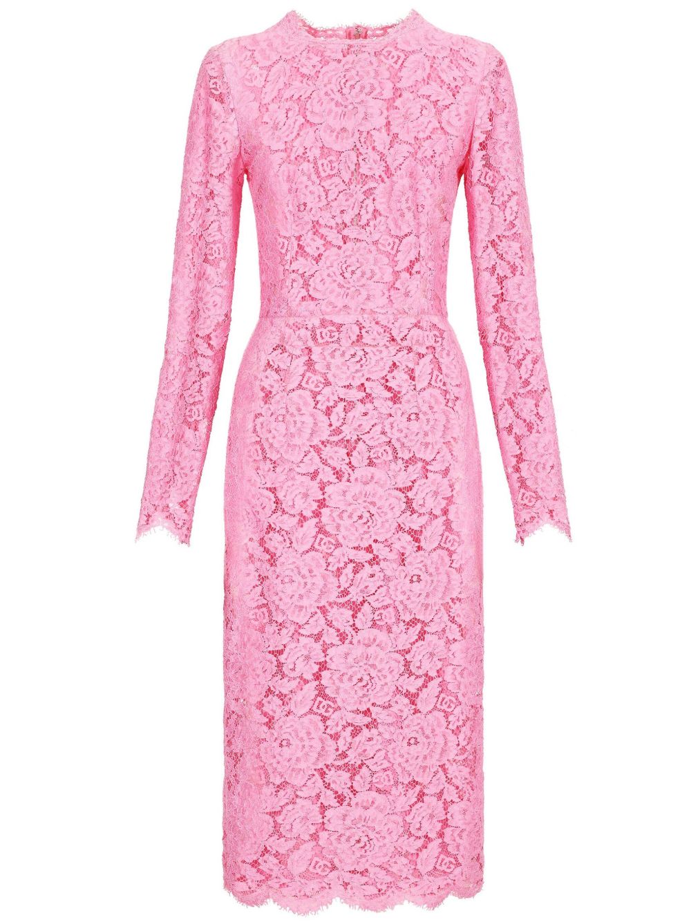 Dolce &amp; Gabbana Floral Lace Mid-Length Sheath Dress Pink