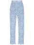 Dolce & Gabbana Embroidered Lace Trousers with Floral Detailing in Clear Blue