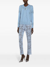 Dolce & Gabbana Embroidered Lace Trousers with Floral Detailing in Clear Blue