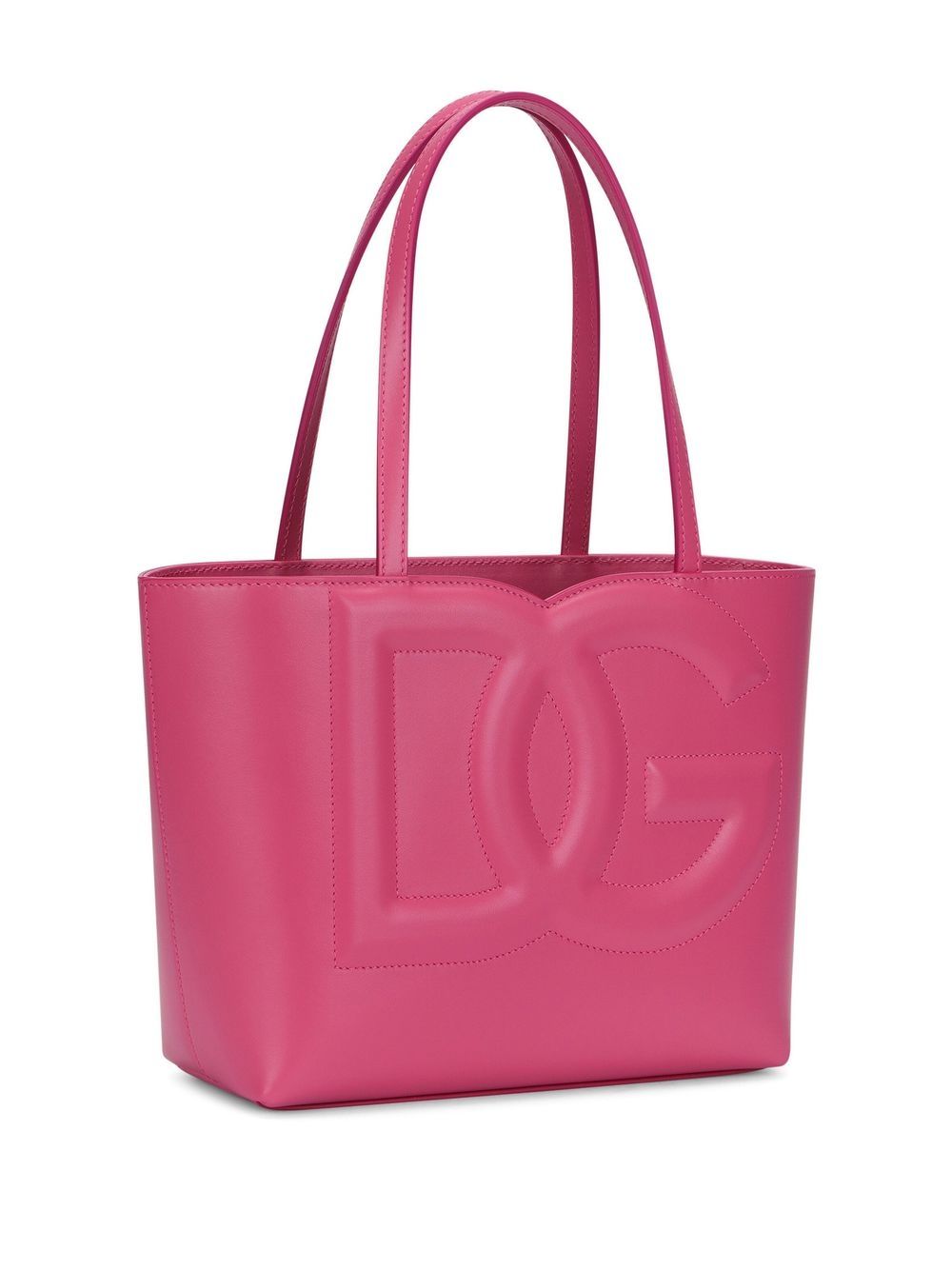 Dolce &amp; Gabbana DG Logo Small Calf Leather Shopping Bag Pink