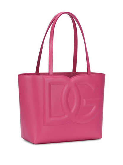 Dolce &amp; Gabbana DG Logo Small Calf Leather Shopping Bag Pink