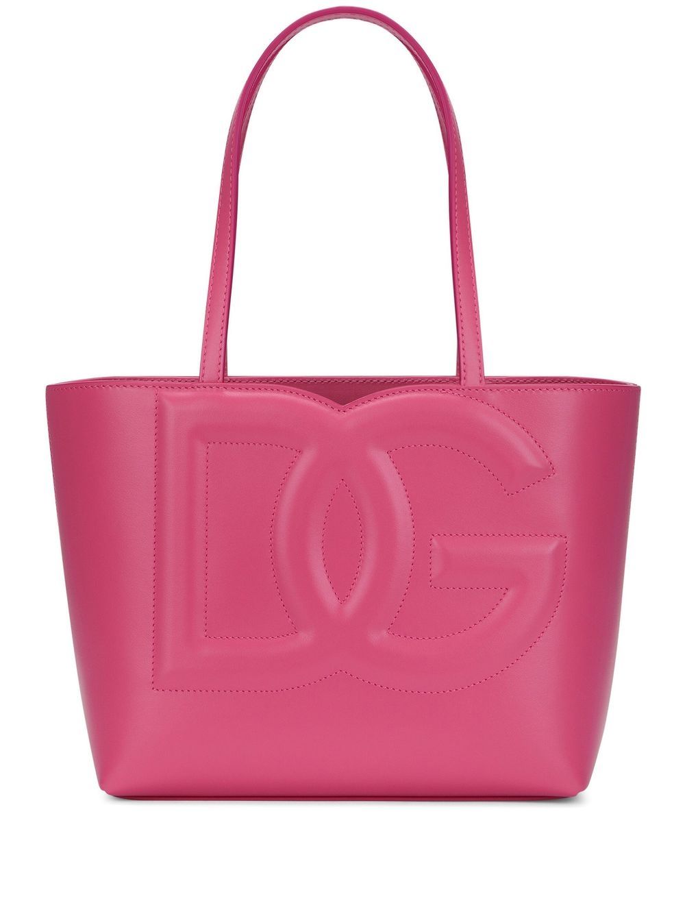 Dolce &amp; Gabbana DG Logo Small Calf Leather Shopping Bag Pink