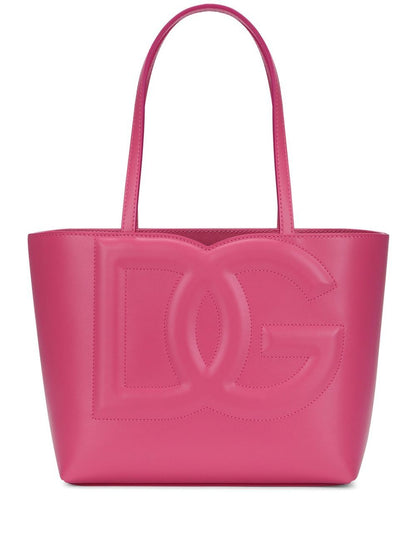 Dolce &amp; Gabbana DG Logo Small Calf Leather Shopping Bag Pink